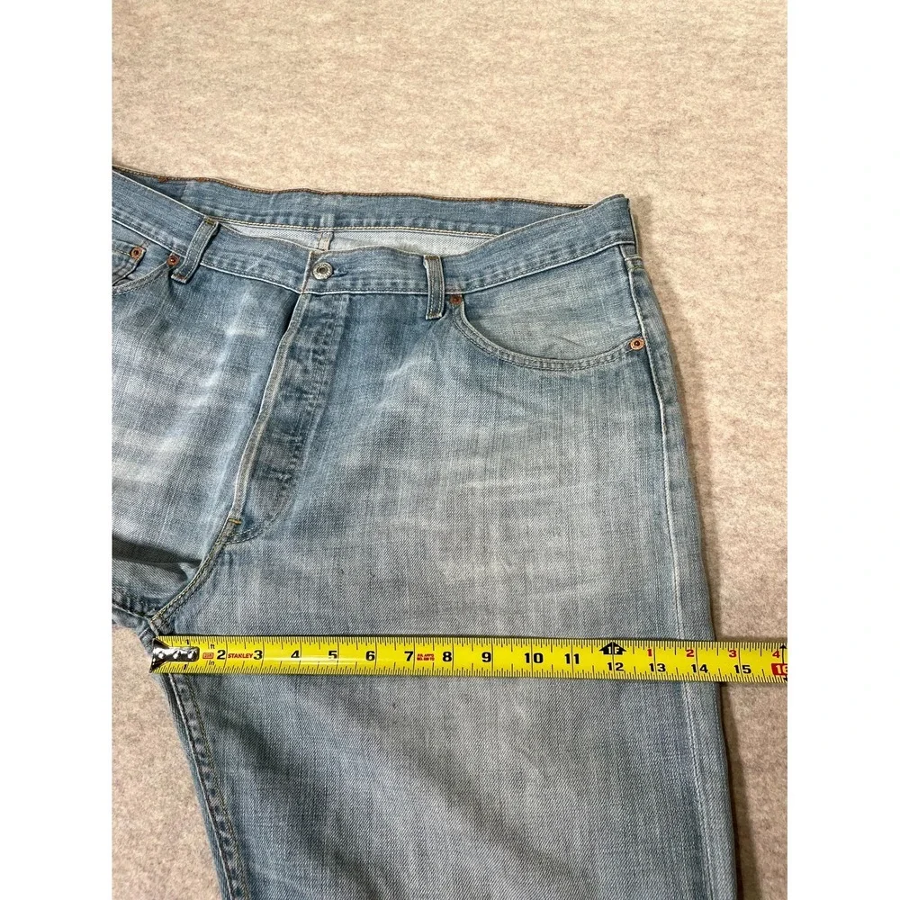 Levis 505 Regular Fit Jeans Mens 36x30 Blue‎ Whiskered Denim Straight Leg Cotton
